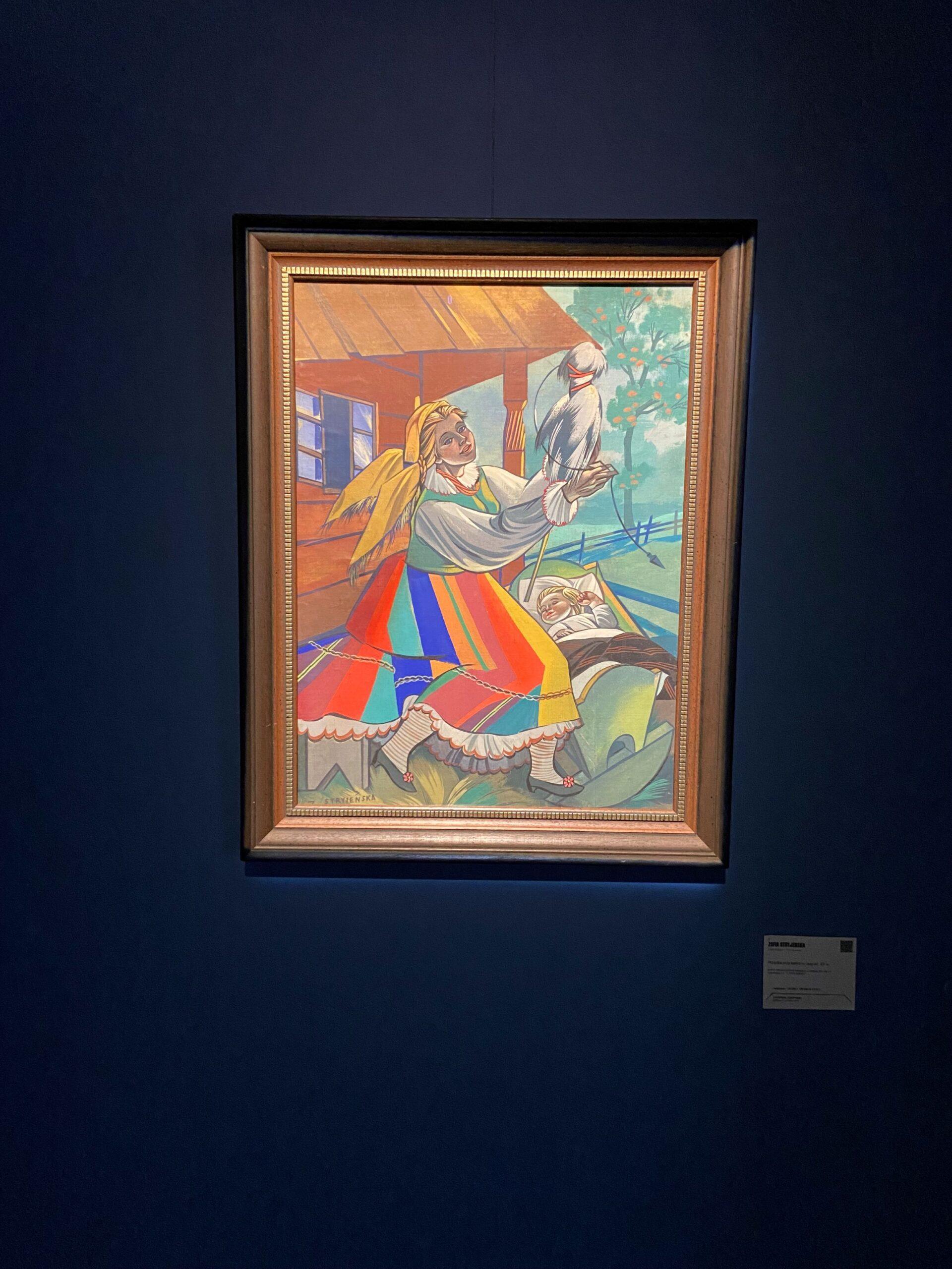 Obraz Zofii Stryjeńskiej "Prządka przy kołysce"