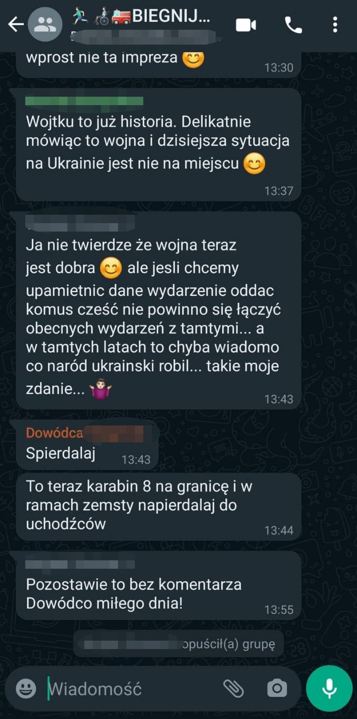 Zrzut ekranu z komunikatora