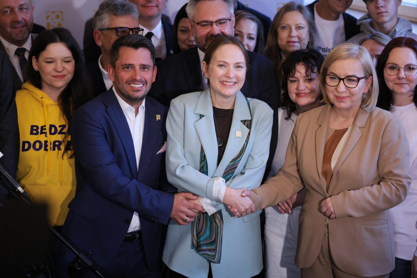 Paweł Śliz, Katarzyna Pełczyńska-Nałęcz i Paulina Hennig-Kloska po zakończonych wyborach w Polsce 2050
