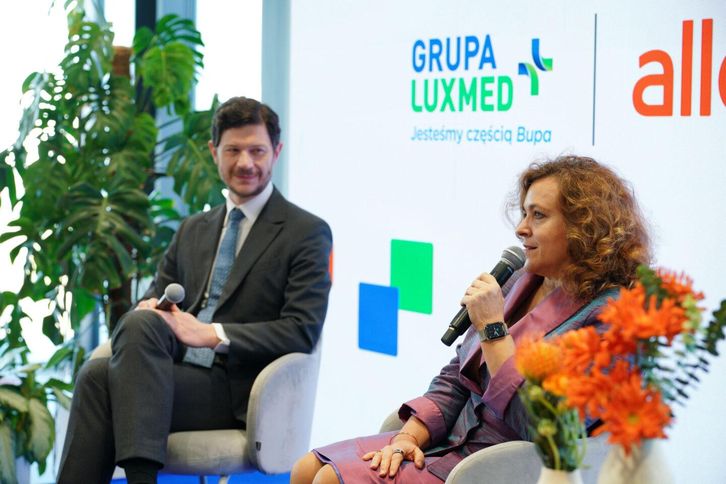 Marcin Kuśmierz, prezes Allegro, oraz Anna Rulkiewicz, prezeska grupy Lux Med