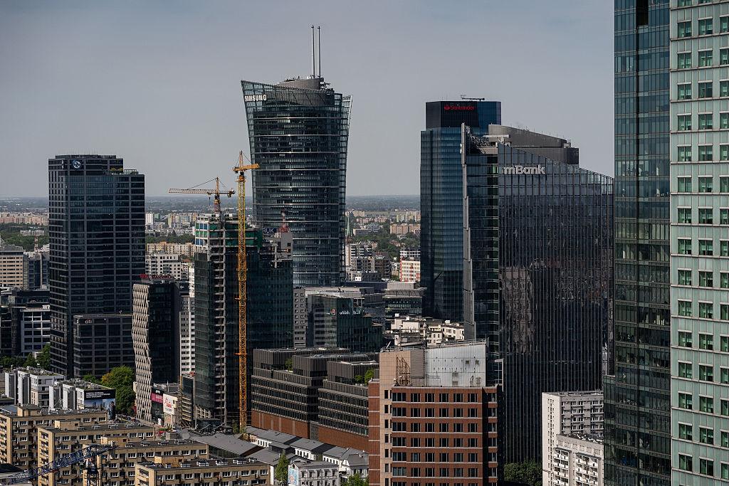 The financial district in Warsaw, Poland,