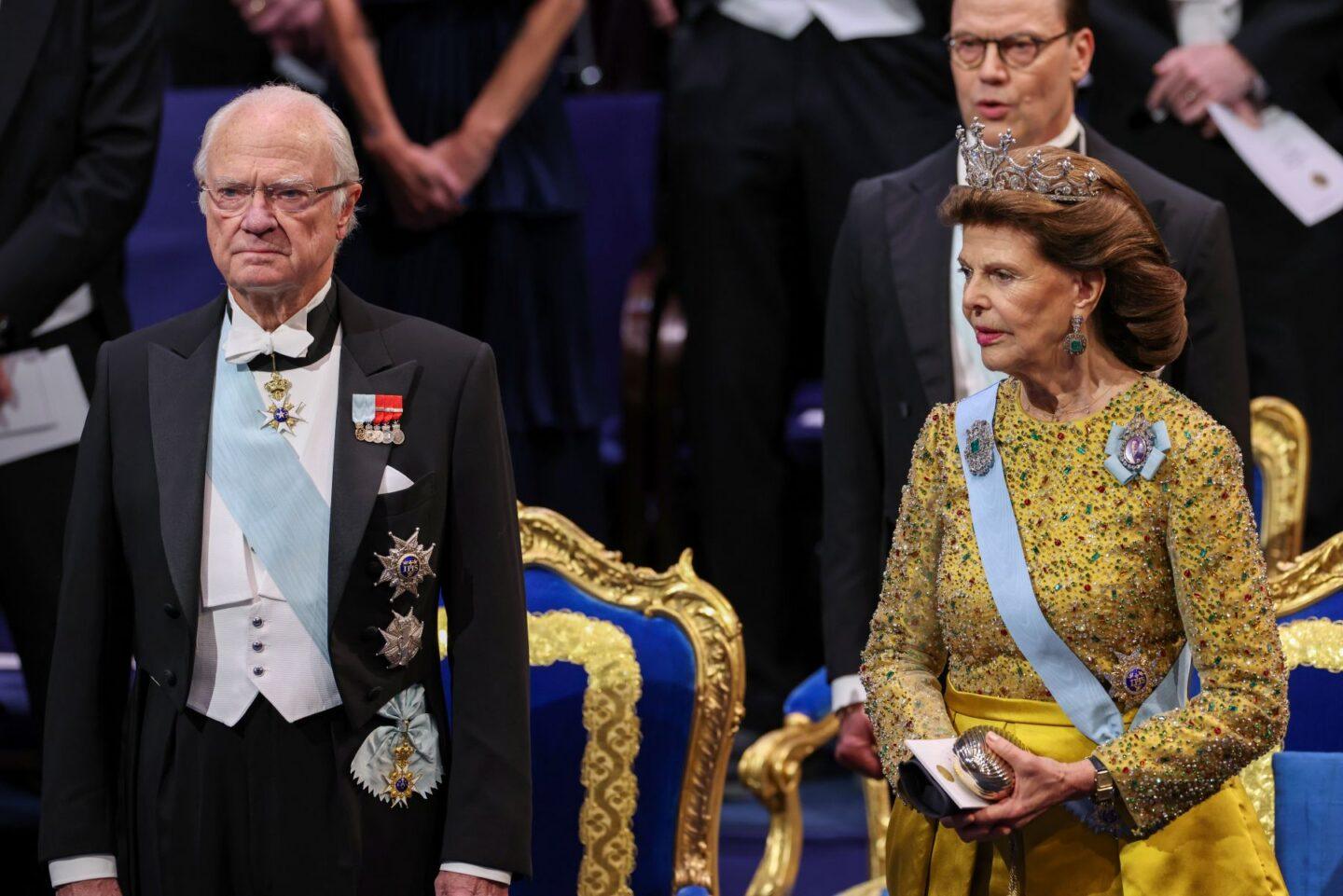 Król Szwecji Karol VI Gustaw i królowa Sylwia podczas wręczenia nagród Nobla, grudzień 2025 rok