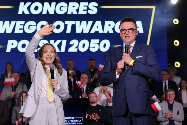 Szymon Hołownia i Katarzyna Pełczyńska-Nałęcz kongresie Polski 2050