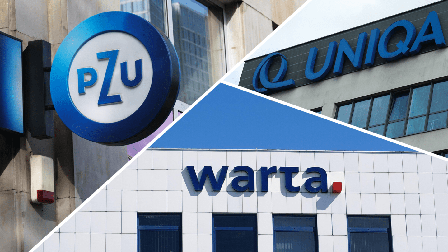 Kolaż logotypów PZU, Warty i Uniqi