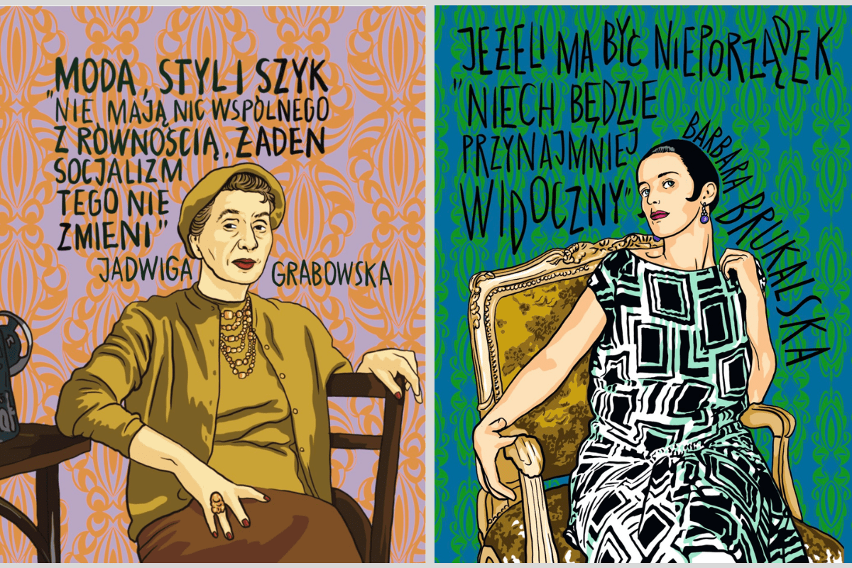 Fot. 4 Jadwiga Grabowska, projektantka mody i pierwsza dyrektorka artystyczna Mody Polskiej i Barbara Brukalska, architektka, która zaprojektowała kuchnię funkcjonalną. Ilustracje Marty Frej dzięki uprzejmości Wydawnictwa Muza