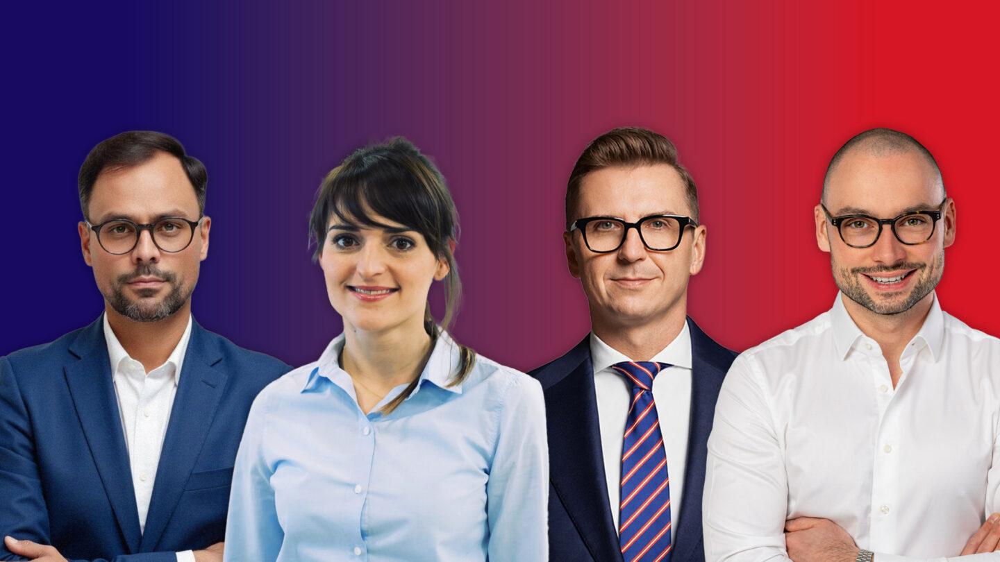 Natalia Wardejn, partner w GCG Partners, oraz założyciele firmy (od lewej): Bartosz Grabowski, Marcin Czyczerski i Kacper Grabowski