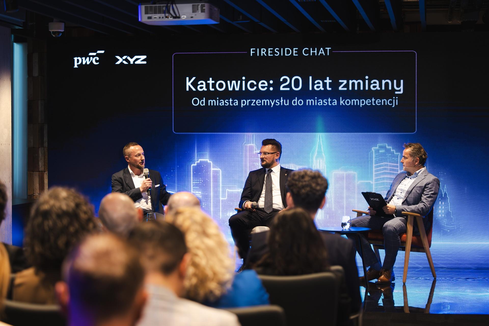 Fireside chatu z udziałem prezydenta Katowic, Marciny Krupy oraz Mateusza Płonki, partner PwC w Katowicach