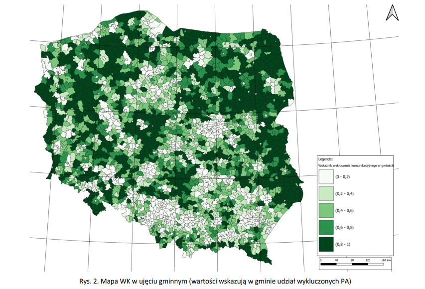 Mapa wykluczenia komunikacyjnego w Polsce