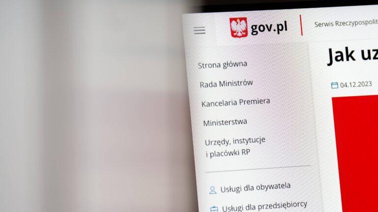 Widok na oficjalną stronę internetową polskiego rządu