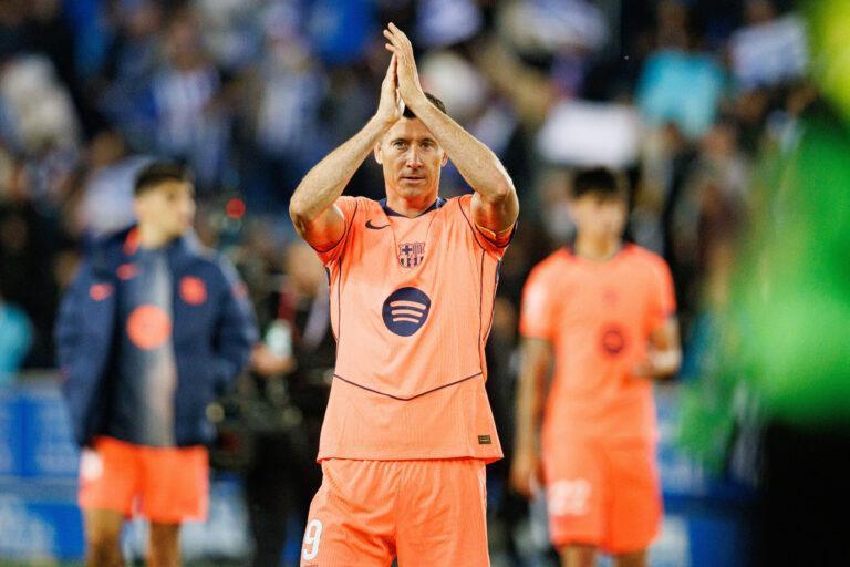 Robert Lewandowski w koszulce FC Barcelony