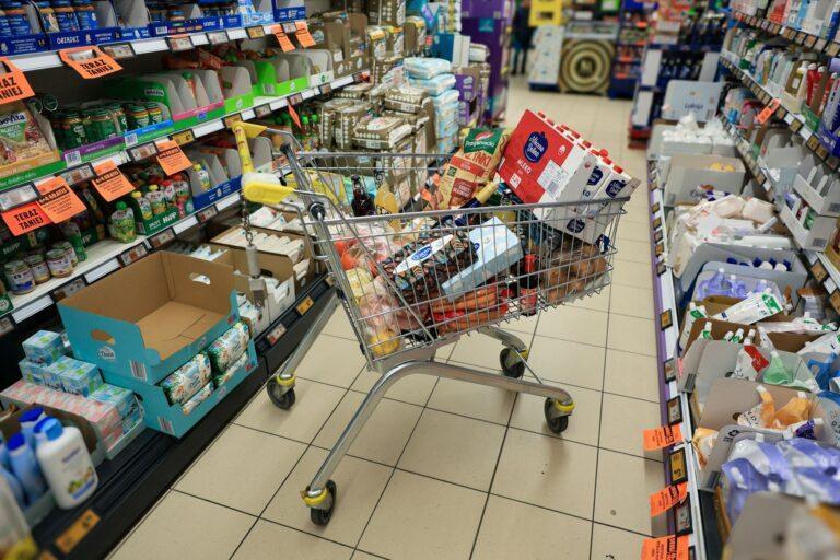 Wózek z zakupami w supermarkecie