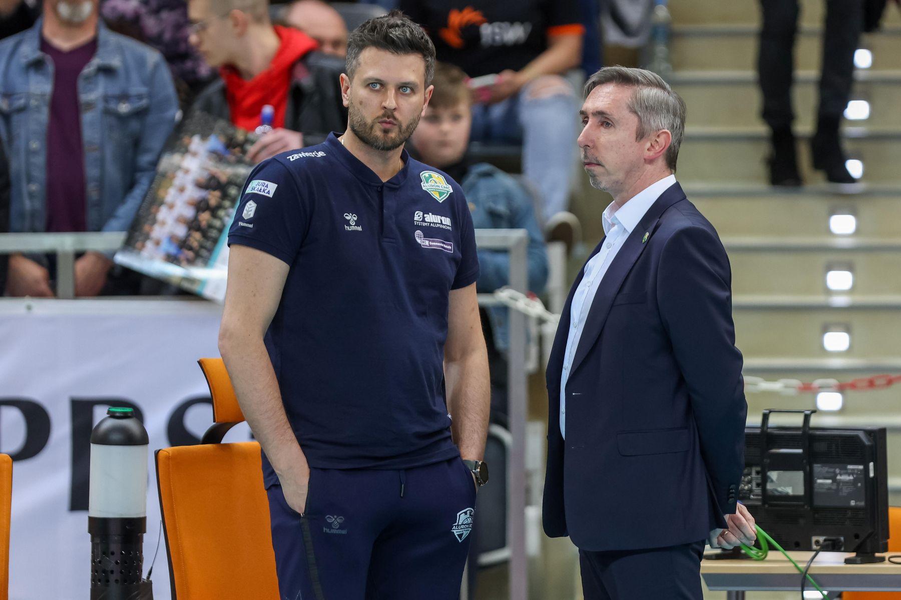 Kryspin Baran, prezes Warty Zawiercie, oraz Michał Winiarski, trener drużyny