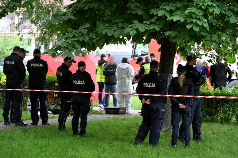 Służby na miejscu zabójstwa w Białej Podlaskiej