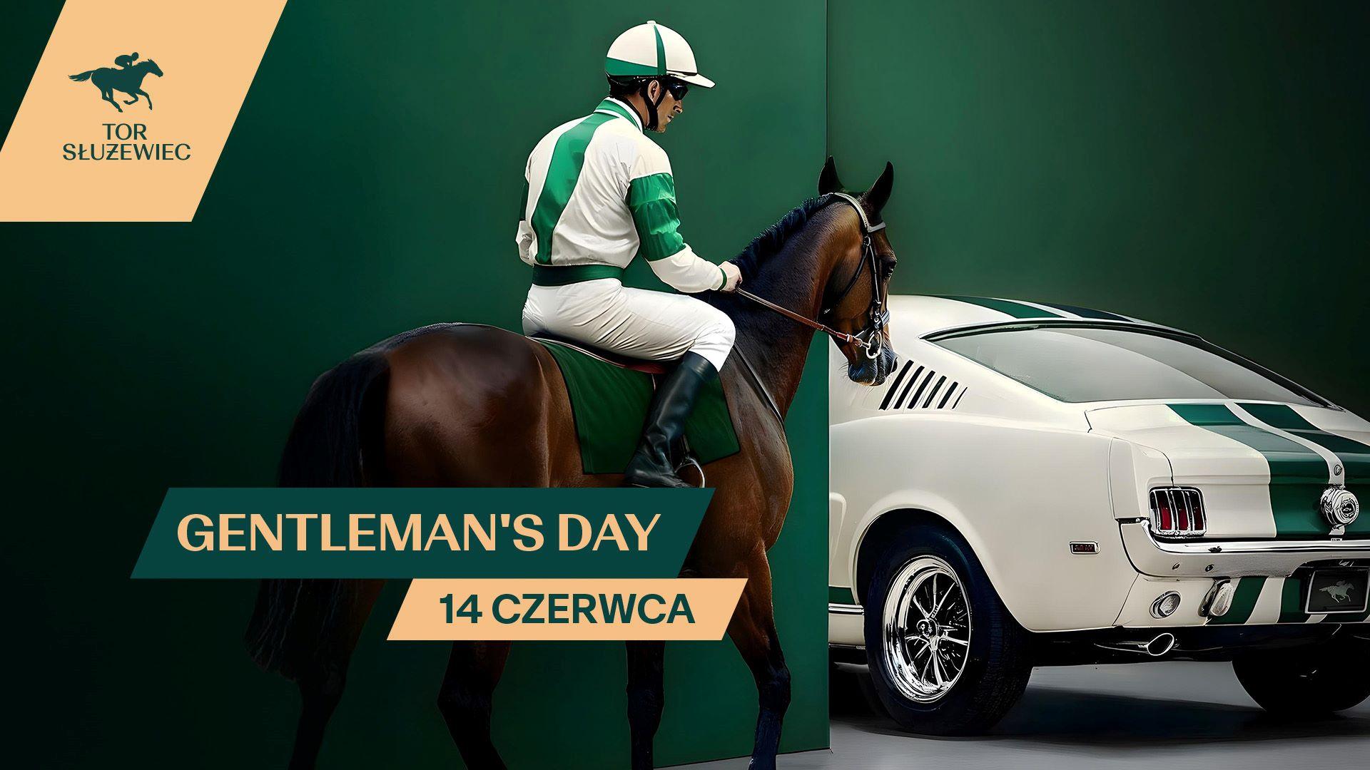 Plakat zapowiadający Gentleman’s Day na Torze Służewiec.