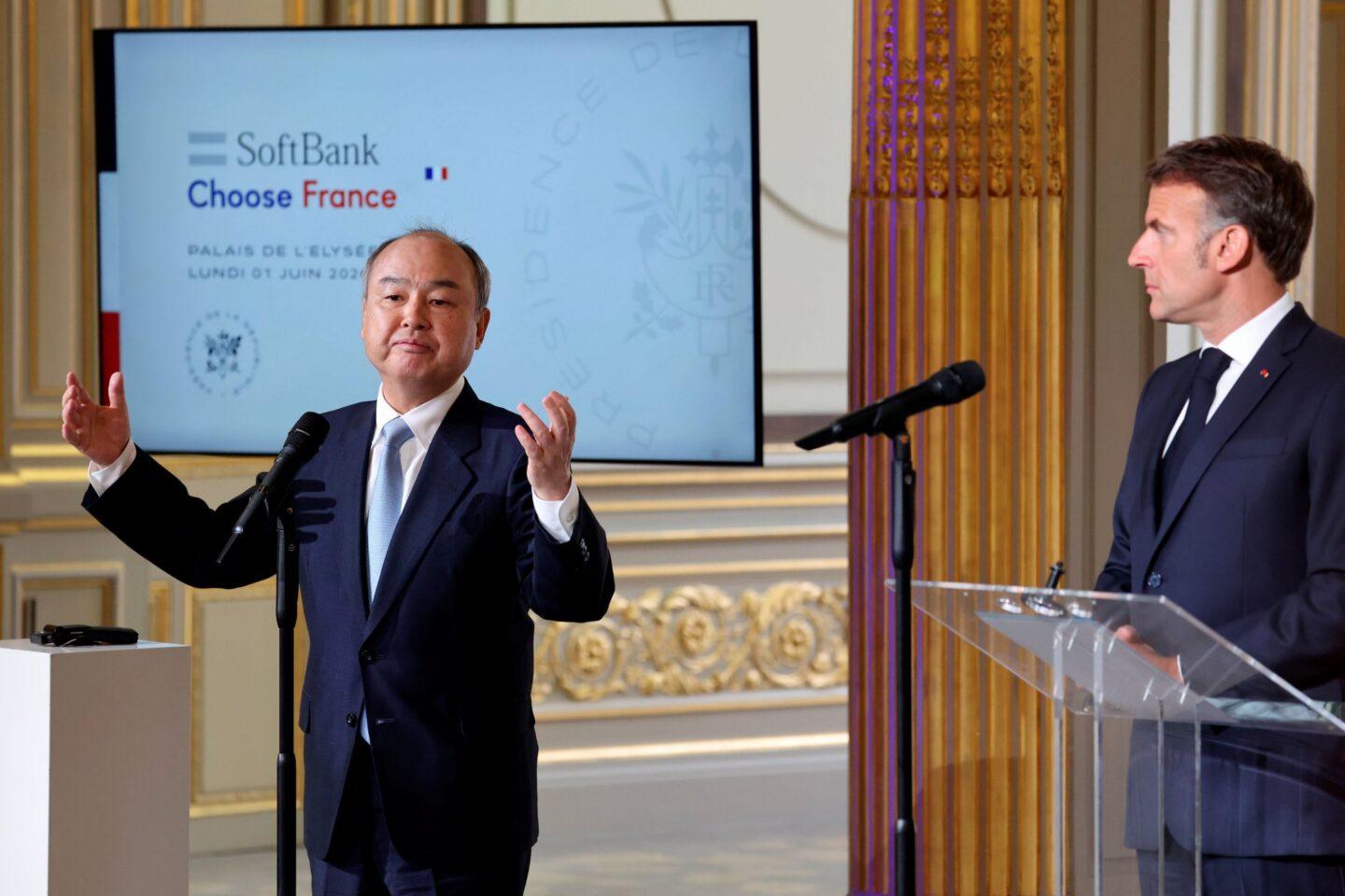 Masayoshi Son i Emmanuel Macron