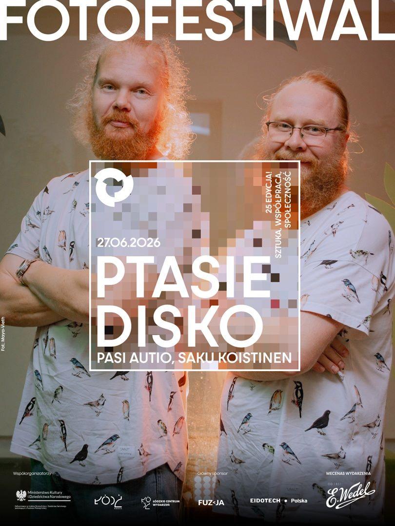 Plakat zapowiadający Ptasie Disko podczas Fotofestiwalu 2026.