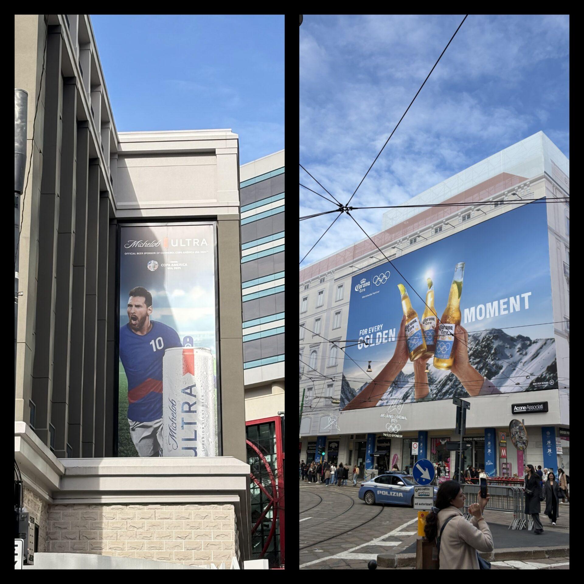 Kolaż zdjęć z reklamami piwa
