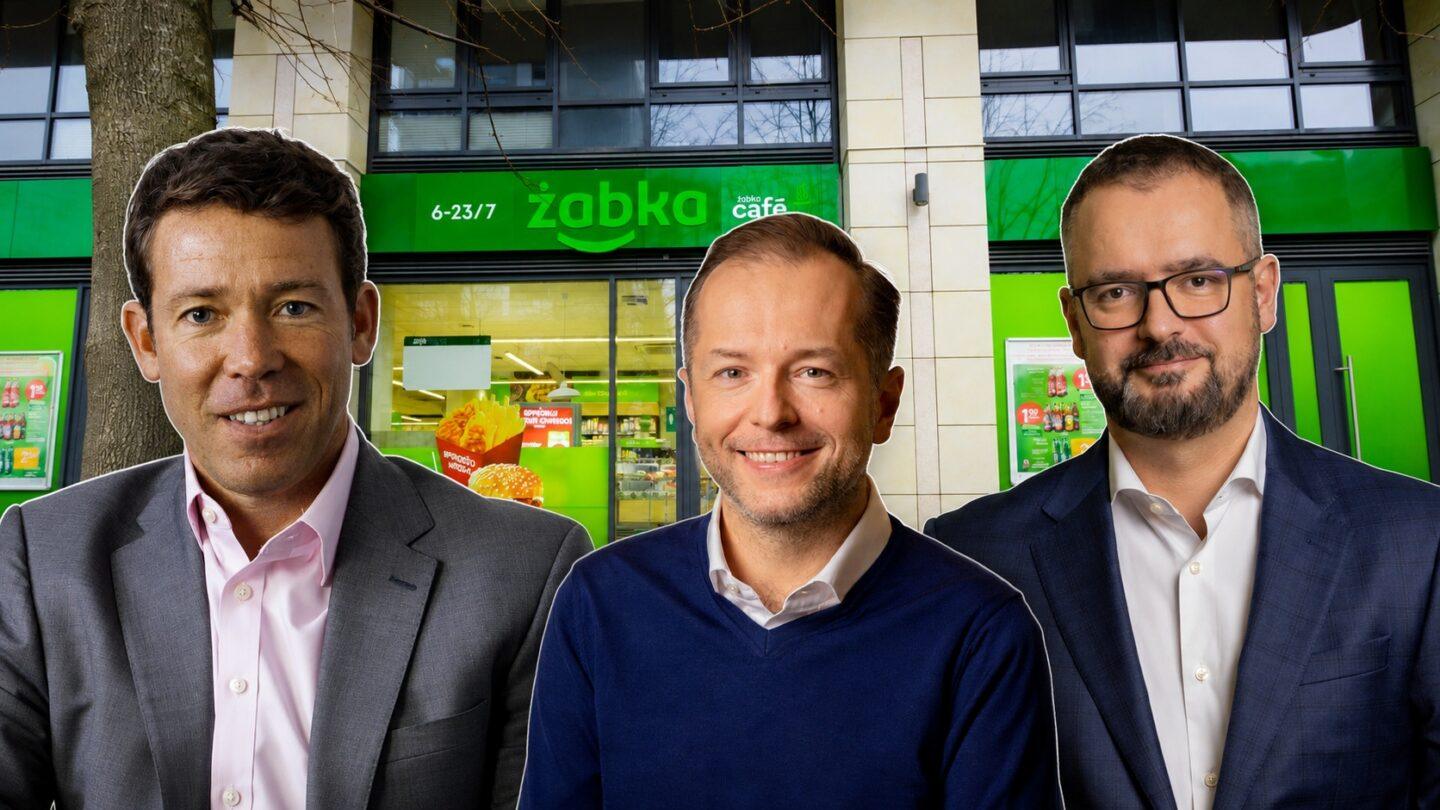 Przejęcie Żabki w toku. Kanadyjska firma Couche-Tard chce wydać ponad 32 mld zł. Na zdjęciu od lewej: prezes Couche-Tard, Alex Miller, przyszły CEO Żabki, Tomasz Blicharski i aktualny CEO Żabki, Tomasz Suchański.