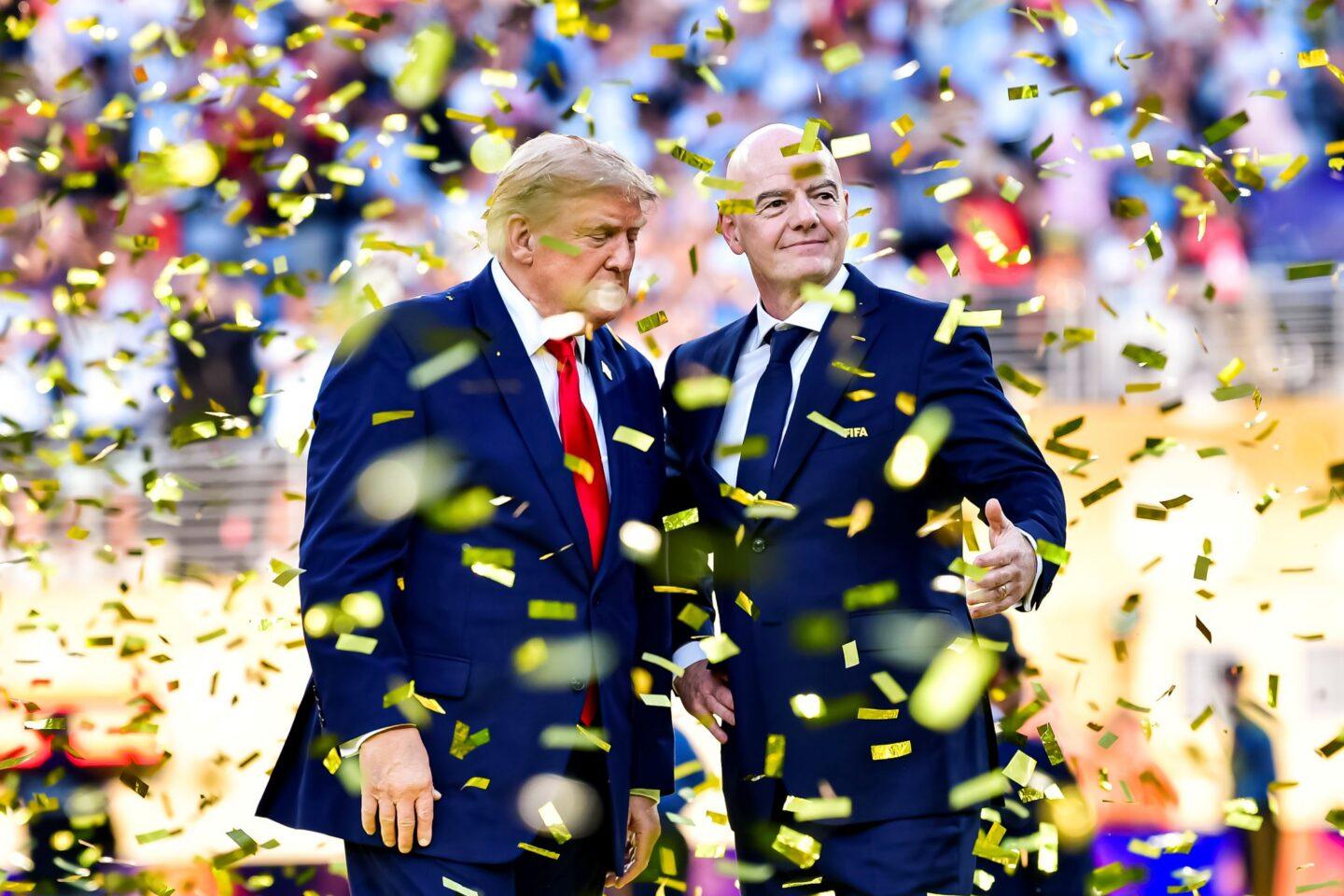 Donald Trump i Gianni Infantino na ceremonii zakończenia mundialu