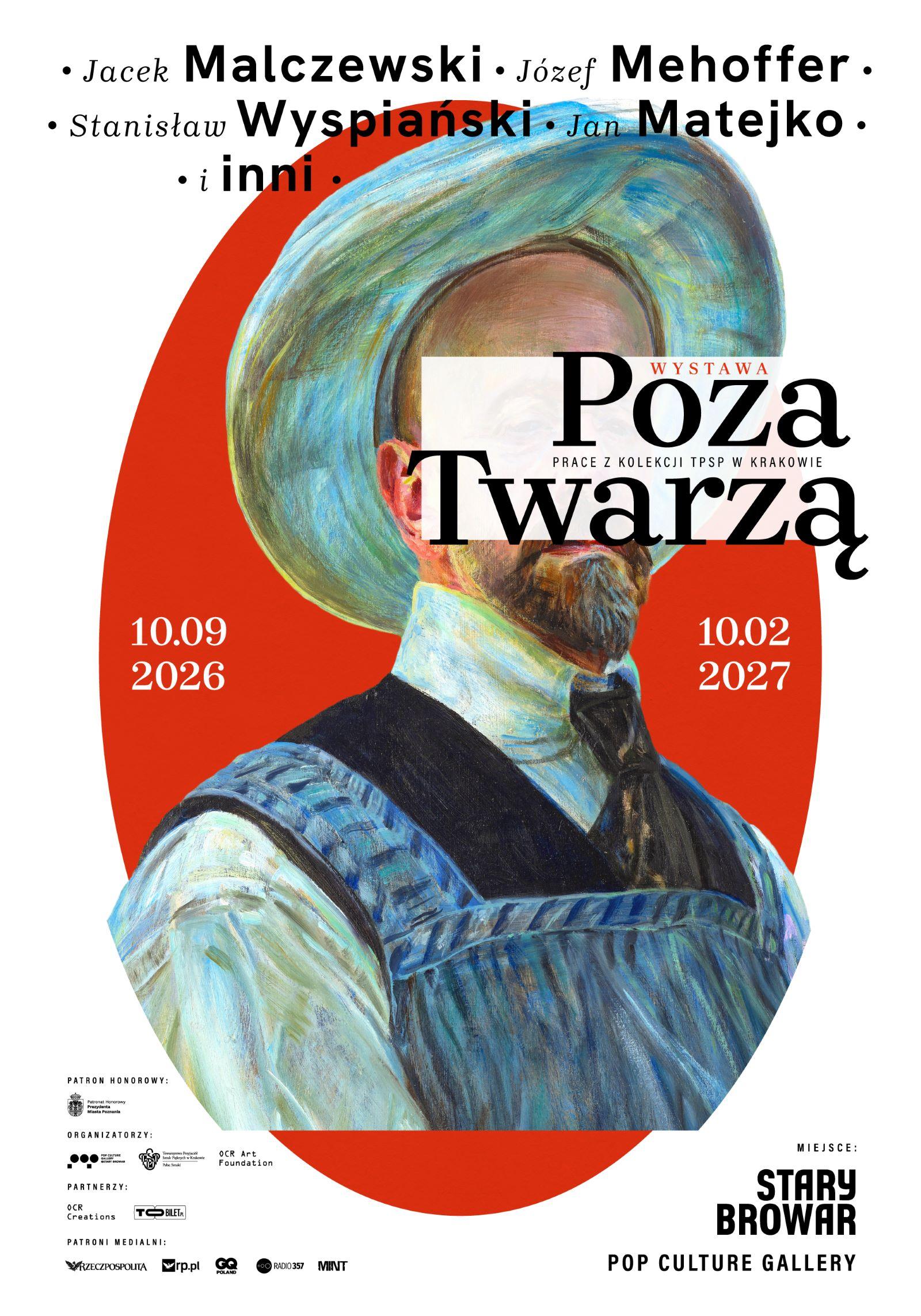 Plakat zapowiadający wystawę „Poza twarzą”.