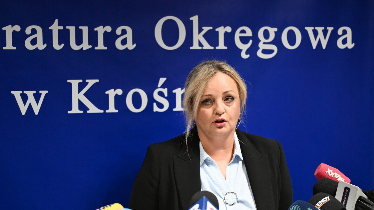 Rzecznik prasowy Porkuratury Okręgowej prok. Marta Kolendowska-Matejczuk podczas konferencji prasowej, 17.08.2026 r. Fot: PAP/Darek Delmanowicz
