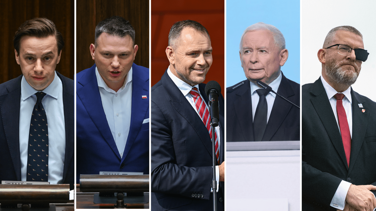 Krzysztof Bosak, Sławomir Mentzen, Karol Nawrocki, Jarosław Kaczyński, Grzegorz Braun