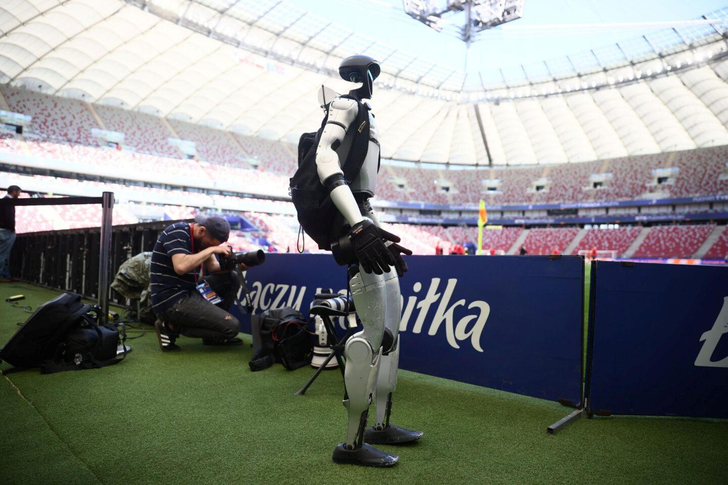 Robot Edward Warchocki na treningu piłkarzy Górnika Zabrze