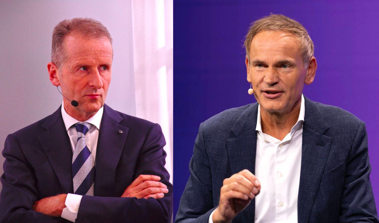 Herbert Diess (po lewej), poprzedni prezes VW. Oliver Blume, aktualny prezes VW.
