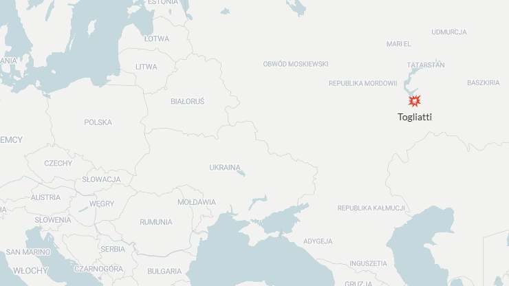 Togliatti na mapie
